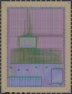 Layout render of ChipFlow example SoC with 3.3V cells