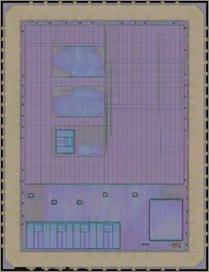 Layout render of Serv tri-core (GF180 MPW0 Serv)