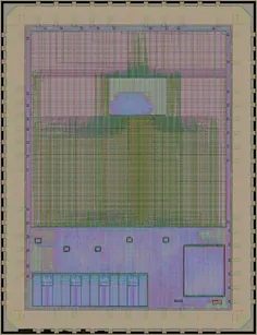 Layout render of PWM / Wishbone core