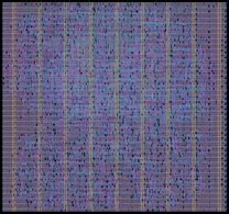 Layout render of Neuromorphic PUF (distinct-tap LFSR arbiter + memristor XOR, GF180)