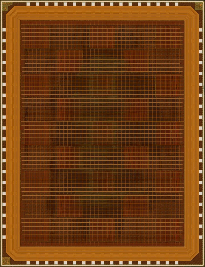 Die photograph of Racquet r2p0 - 23 core SoC by InfoSecDJ