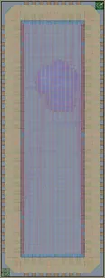Layout render of FOSSi open-source replacement for Z80 classic 8-bit CPU (0.5 x 1 slot)