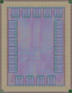 Layout render of KianV: A 32-bit RISC-V Linux SoC taped out on GF180MCU