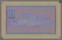 Layout render of TinyQV - Crowdsourced RISC-V SoC (1x0.5)