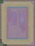 Layout render of Expresso Ethernet Chip: 100Mbps Ethernet switch + Heat death of the Universe Beacon - 0.5x0.5 version - Preferred version