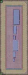 Layout render of Test chip with 5V SRAM blocks