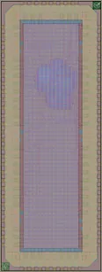 Layout render of FOSSi open-source replacement for Z80 classic 8-bit CPU (0.5 x 1 slot)