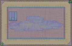 Layout render of TinyQV - Crowdsourced RISC-V SoC (1x0.5)