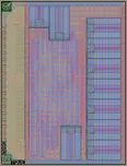 Layout render of TinyQV - RISC-V SoC with experimental pad setup